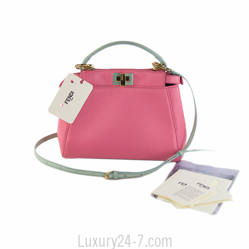 Fendi Two Tone Pink/Blue Mini Peekaboo Satchel Bag