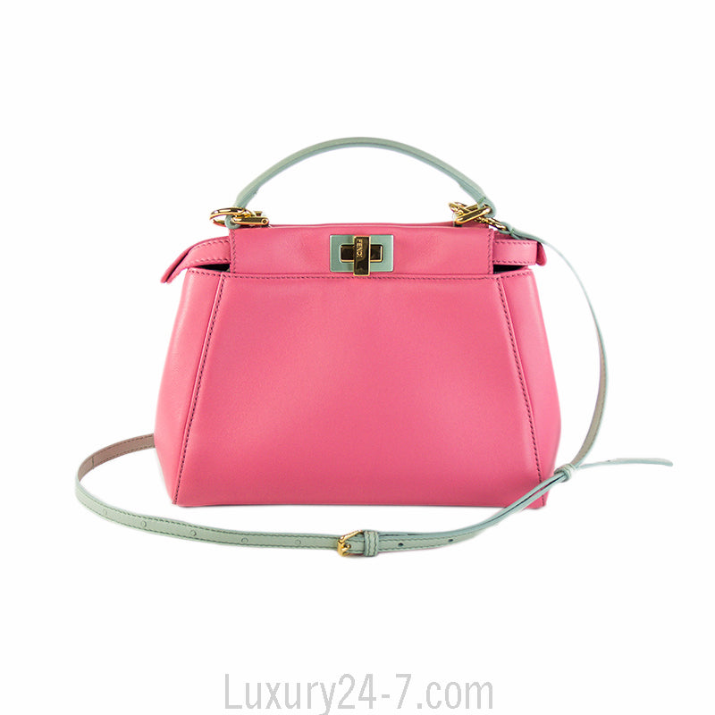 Fendi Two Tone Pink/Blue Mini Peekaboo Satchel Bag