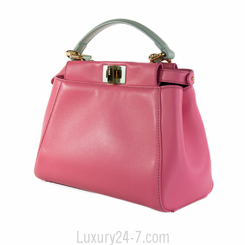 Fendi Two Tone Pink/Blue Mini Peekaboo Satchel Bag