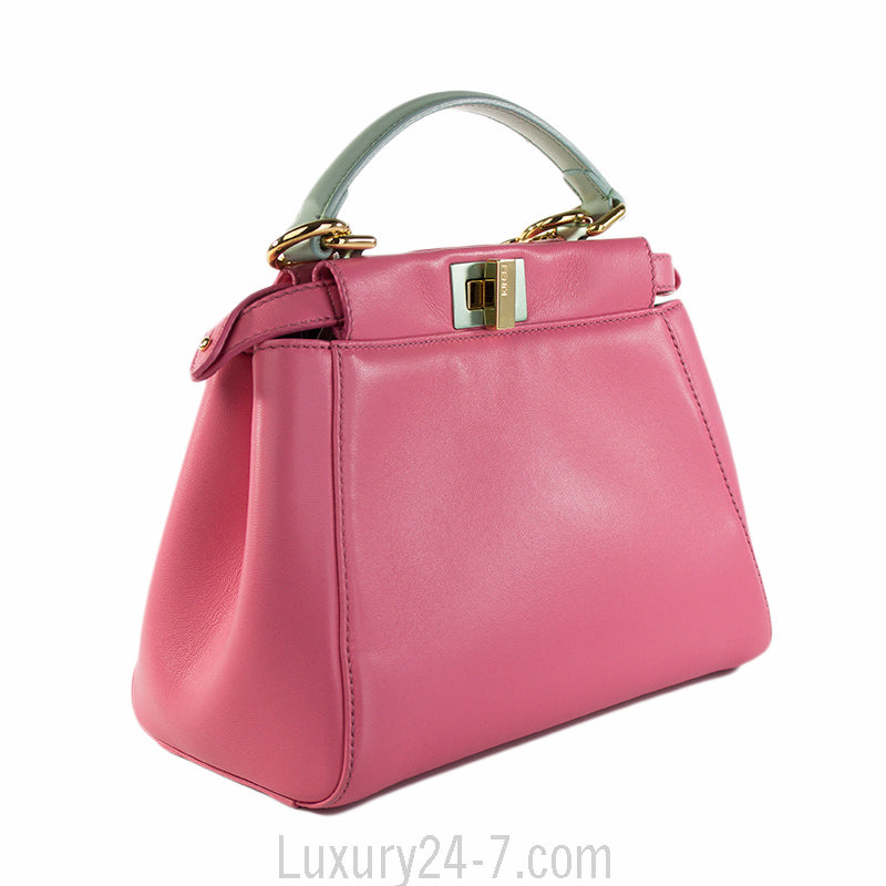 Fendi Two Tone Pink/Blue Mini Peekaboo Satchel Bag