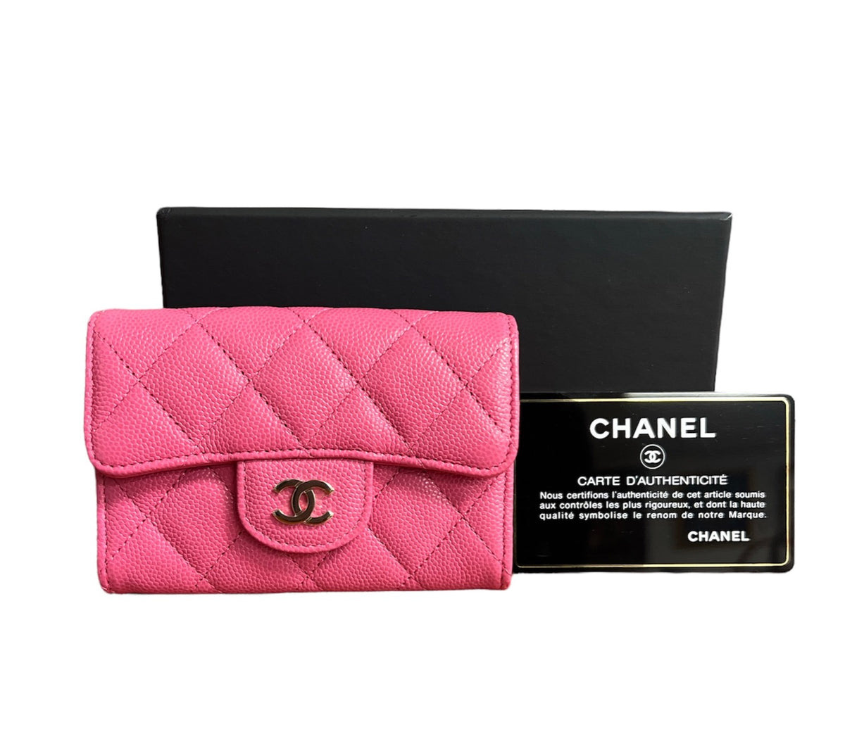 Chanel Pink Caviar Snap Card Holder