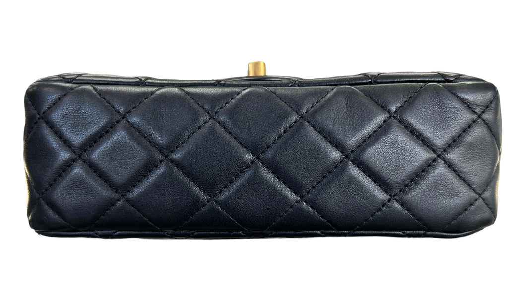 Chanel Black Lambskin Pearl Crush Mini Rectangular flap Bag