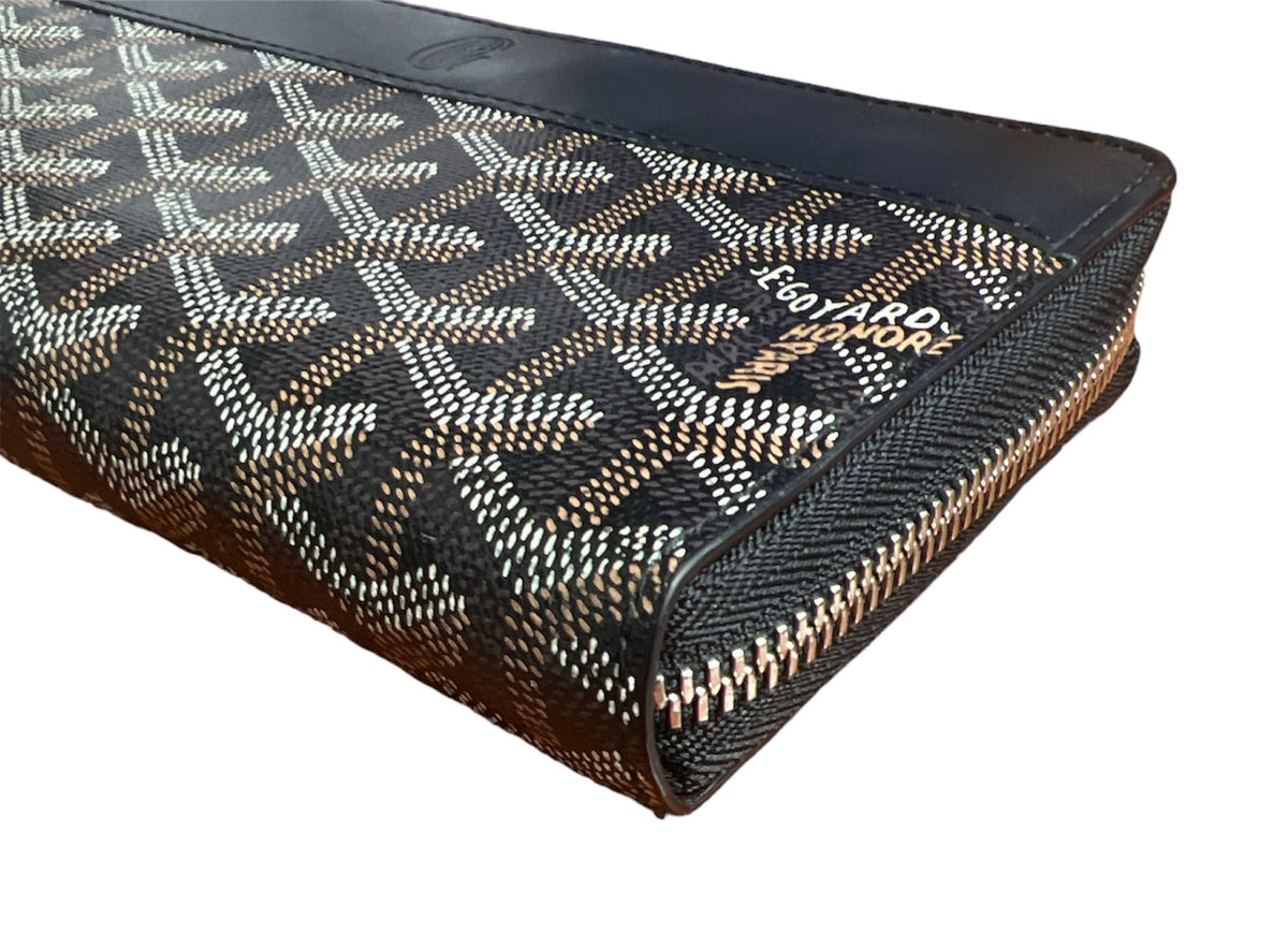 Goyard Goyardine Matignon Zip Around GM Wallet Black