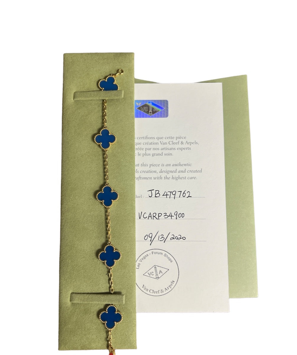Van Cleef & Arpels Vintage Agate Alhambra 5 Motifs Bracelet