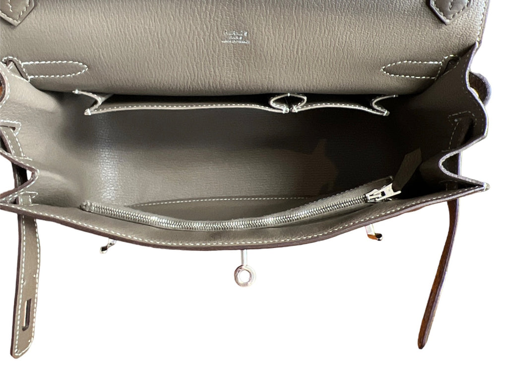 Hermes Etoupe  Taurillon Clemence Jypsiere 28 Bag