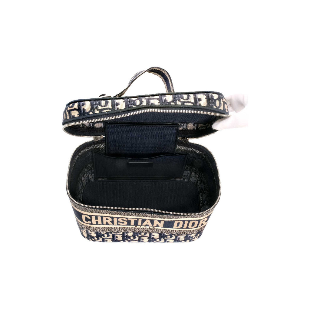 Dior Blue Oblique Embroidery Vanity Case