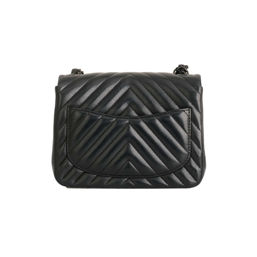 Chanel So Black Mini Chevron Square Flap Bag