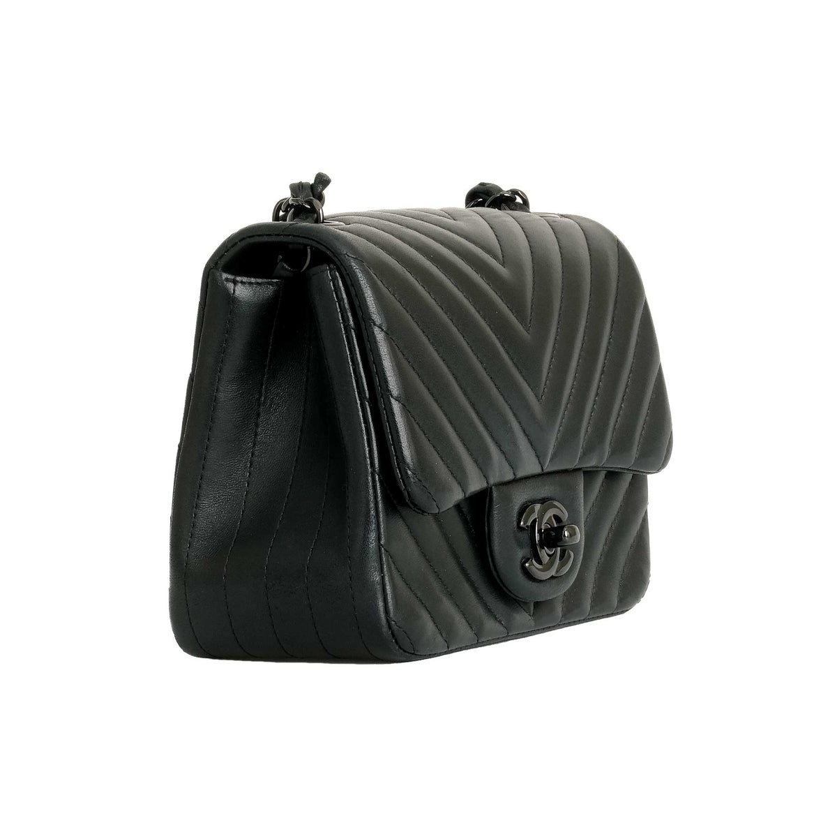 Chanel So Black Mini Chevron Square Flap Bag