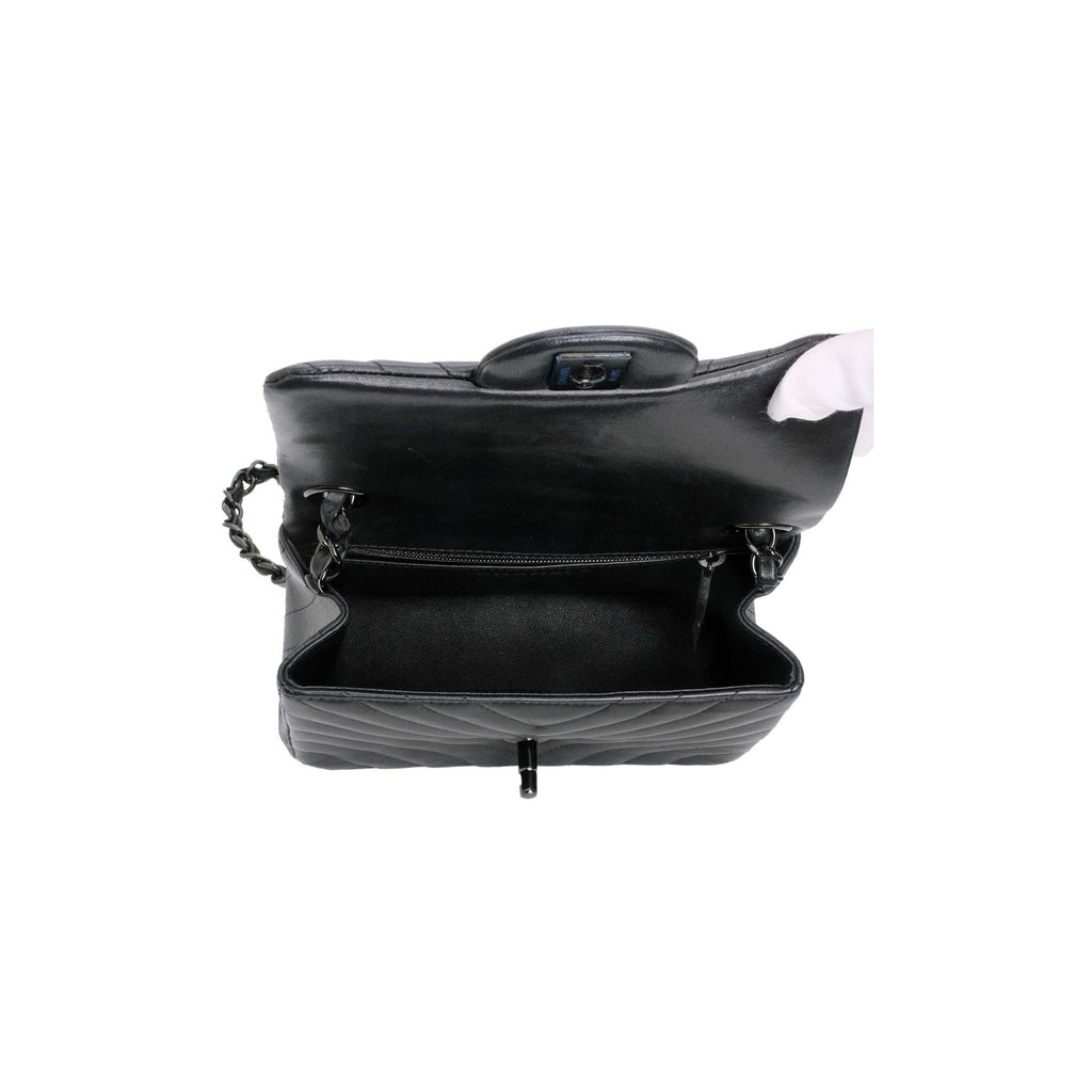 Chanel So Black Mini Chevron Square Flap Bag