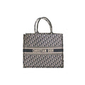 Dior Blue Oblique Embroidery Book Tote Large