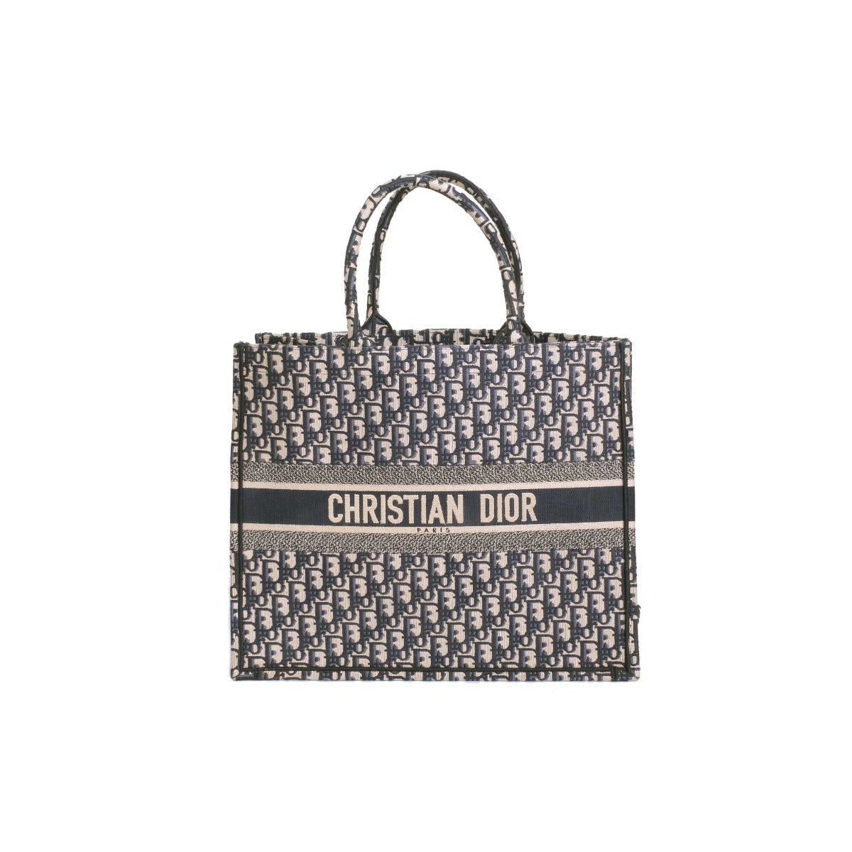Dior Blue Oblique Embroidery Book Tote Large