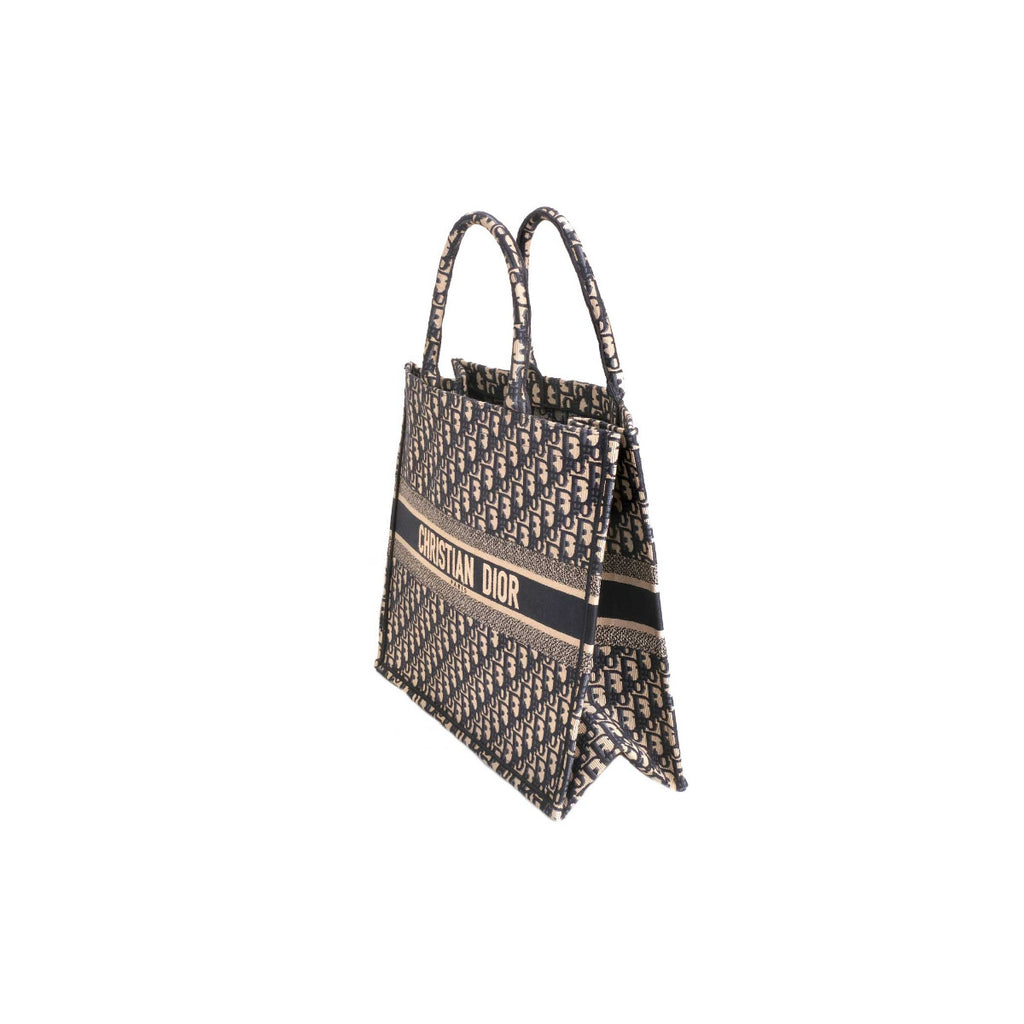 Dior Blue Oblique Embroidery Book Tote Large