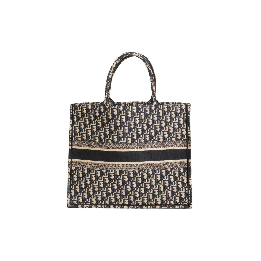 Dior Blue Oblique Embroidery Book Tote Large