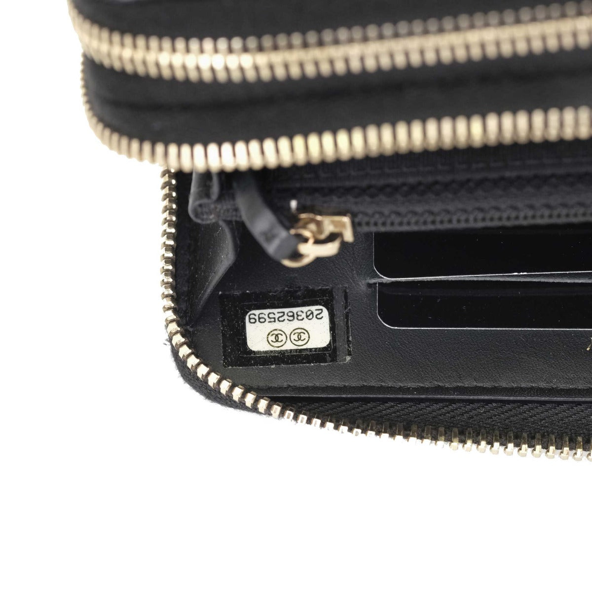 Chanel Quilted CC Double Zip Black Wallet