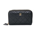 Chanel Quilted CC Double Zip Black Wallet