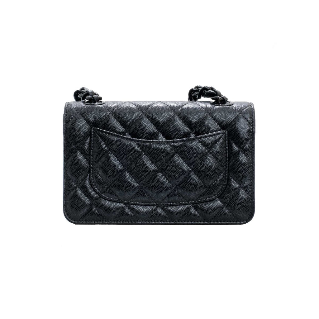 Chanel SO Black Lacquared CC Caviar Wallet on Chain