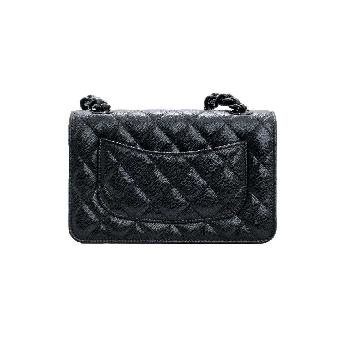 Chanel SO Black Lacquared CC Caviar Wallet on Chain