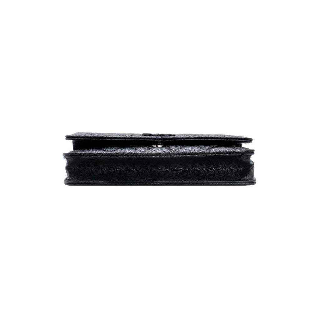 Chanel SO Black Lacquared CC Caviar Wallet on Chain