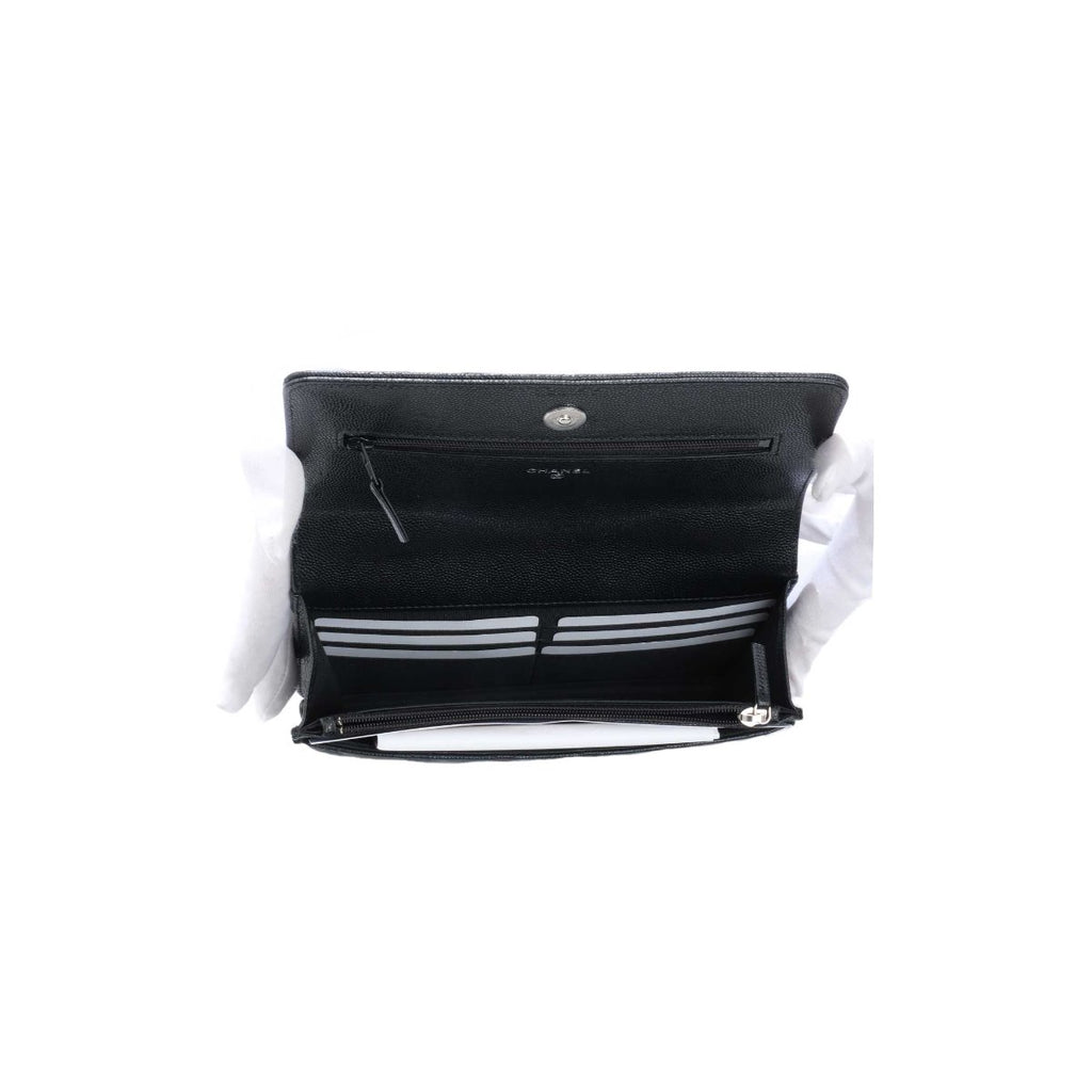 Chanel SO Black Lacquared CC Caviar Wallet on Chain