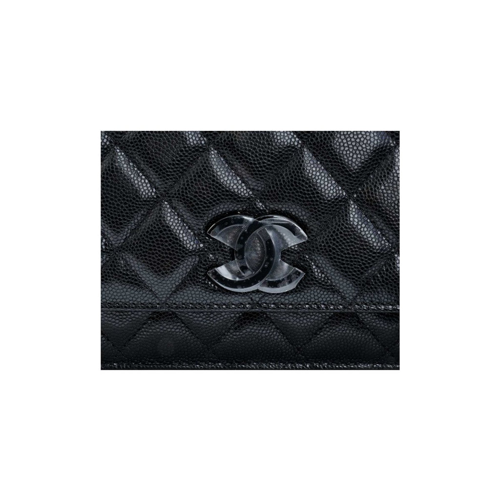 Chanel SO Black Lacquared CC Caviar Wallet on Chain