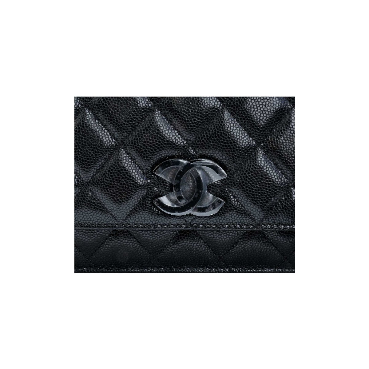 Chanel SO Black Lacquared CC Caviar Wallet on Chain