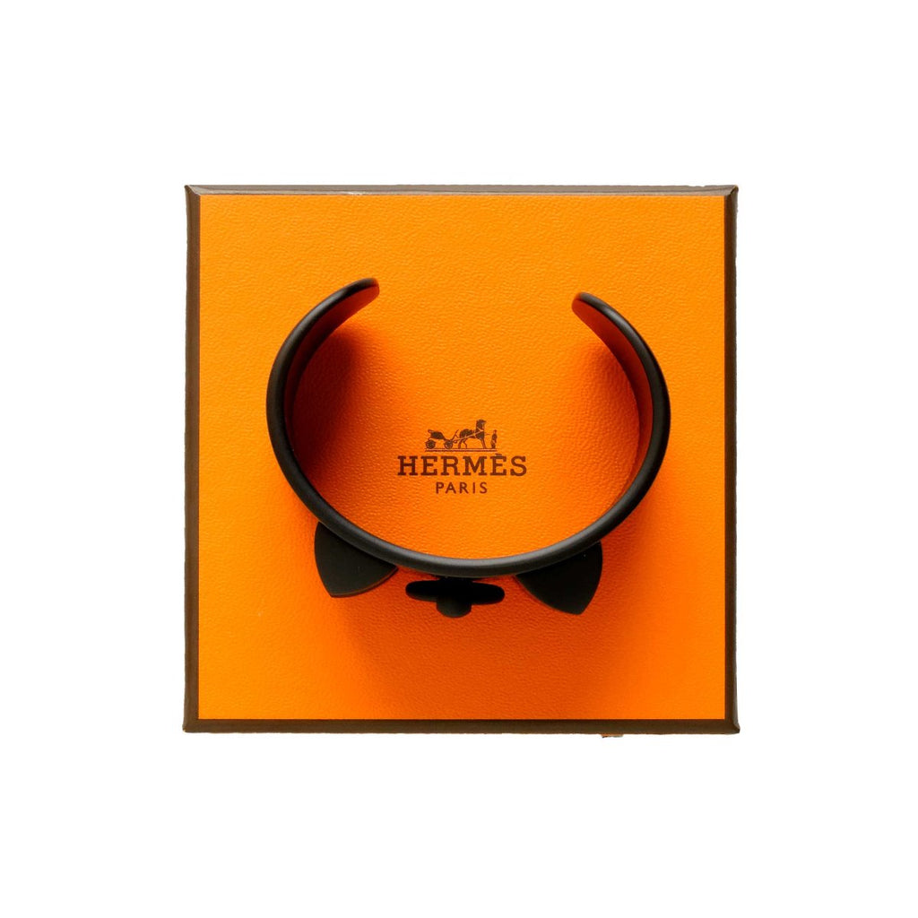 Hermès Black Collier de Chien Aluminum Sunset  Cuff Bracelet