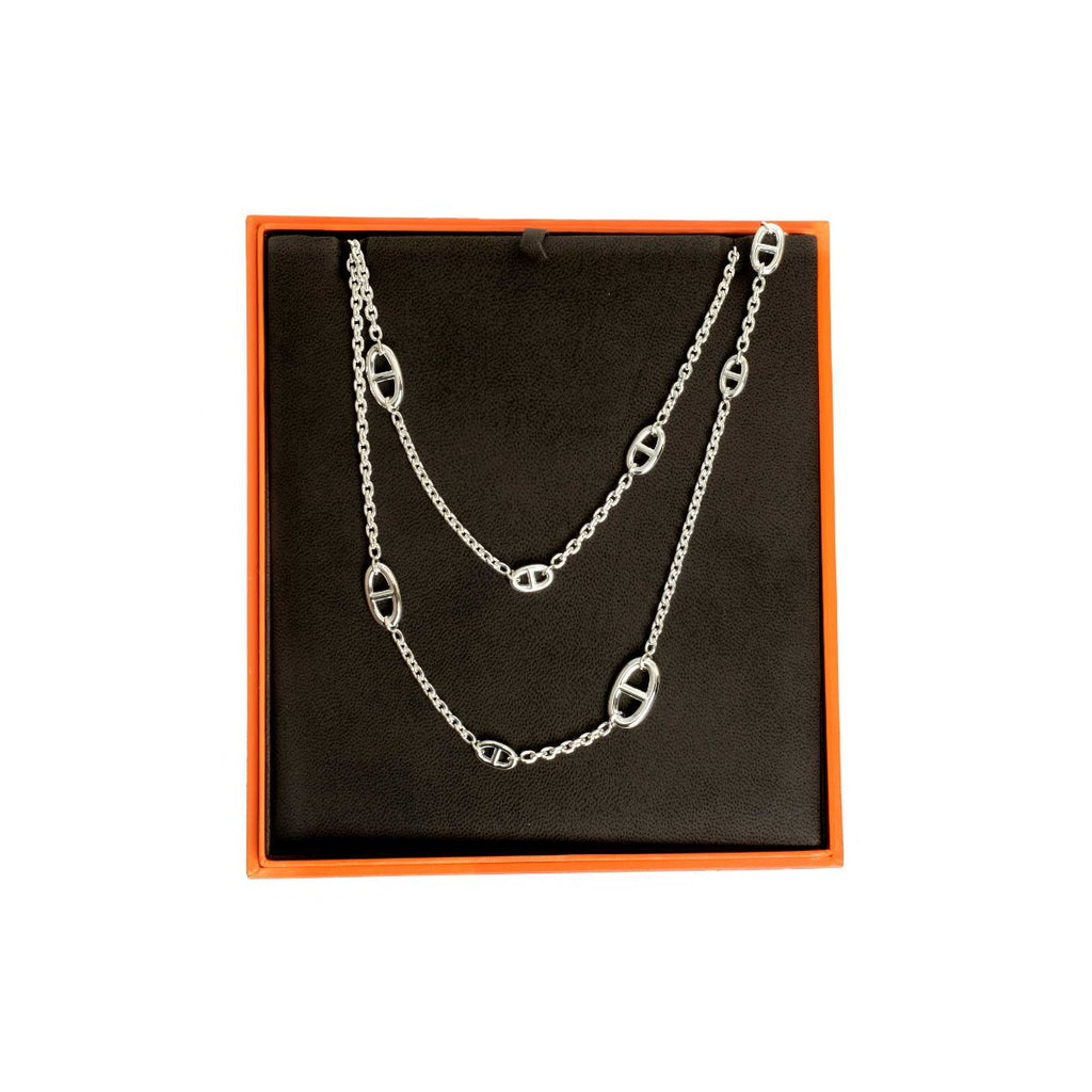 Hermes Sterling Silver Farandole Long Necklace 160