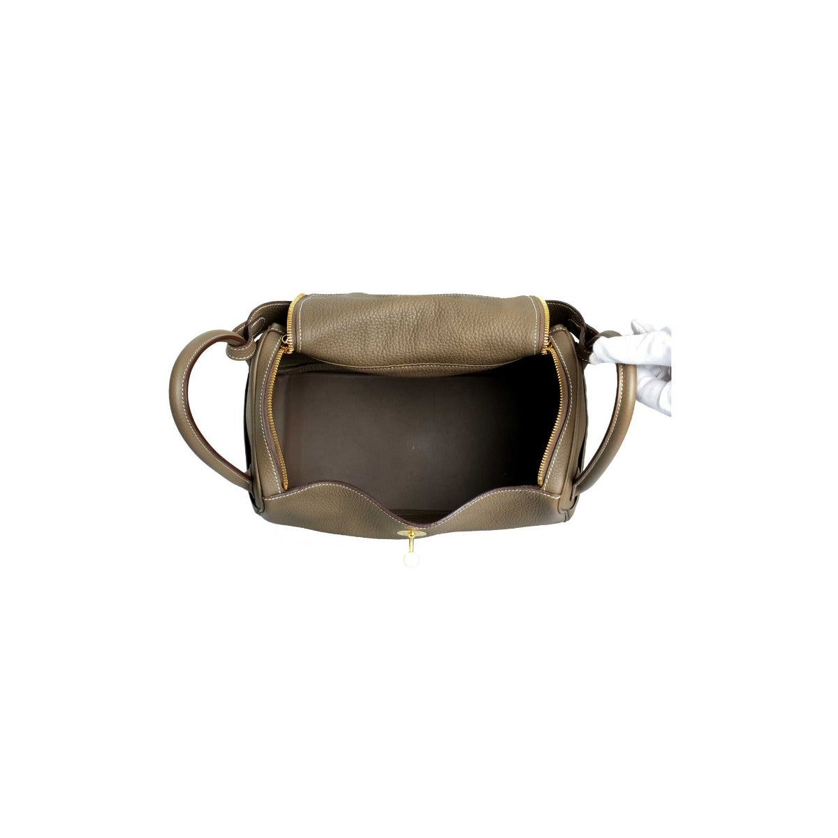 Hermès Etoupe Clemence Lindy 30