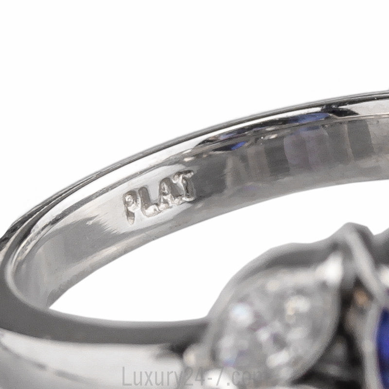 Platinum Pear Shape Sapphire & Diamond Ring