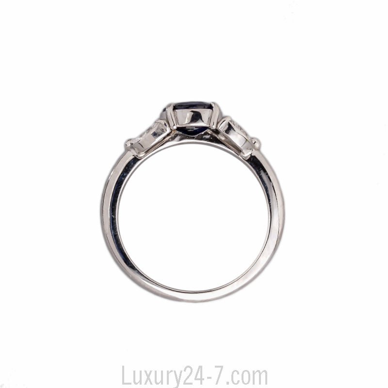 Platinum Pear Shape Sapphire & Diamond Ring