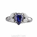 Platinum Pear Shape Sapphire & Diamond Ring