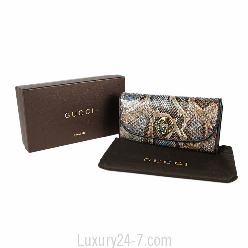 Gucci Brown Blue Python Wallet
