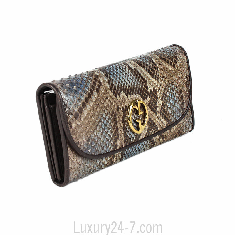 Gucci Brown Blue Python Wallet