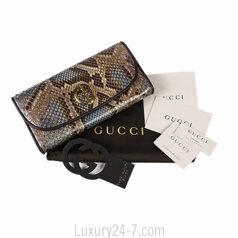 Gucci Brown Blue Python Wallet