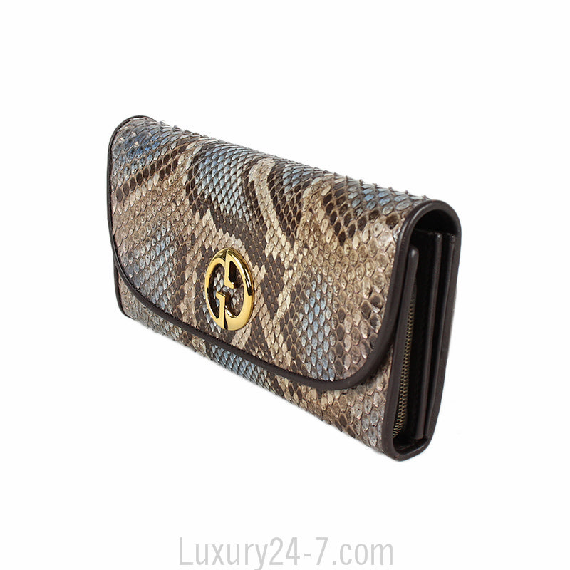 Gucci Brown Blue Python Wallet