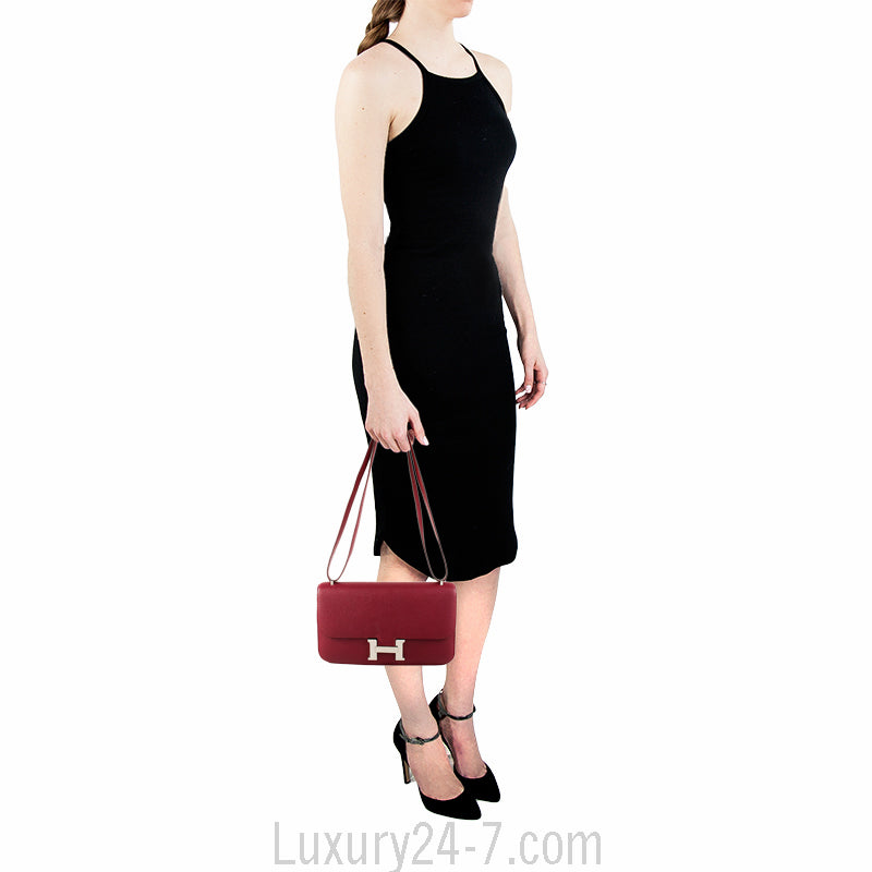 Hermes Epsom Rouge H 25cm Constance Elan Bag