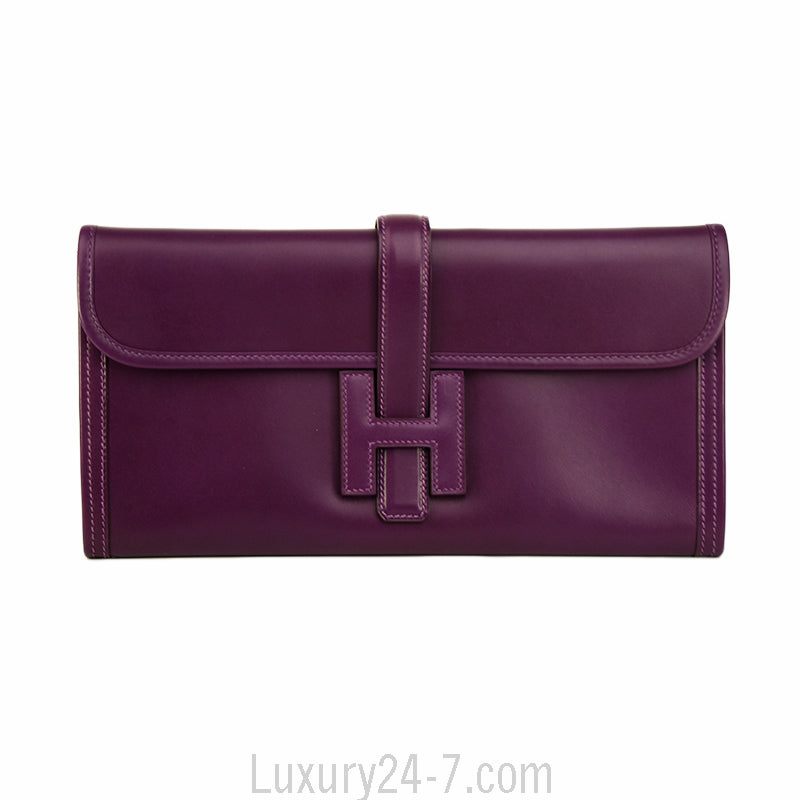 Hermes Violet Jige Elan 29 Clutch Bag