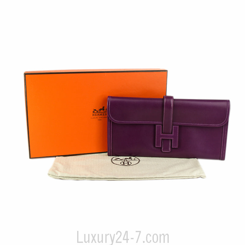Hermes Violet Jige Elan 29 Clutch Bag