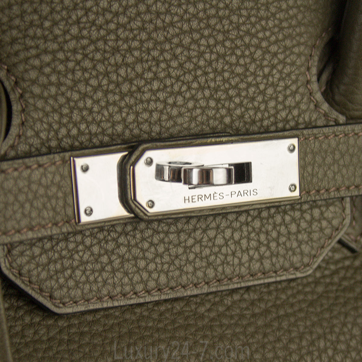 Hermes 35cm Birkin Vert Olive Clemence Handbag