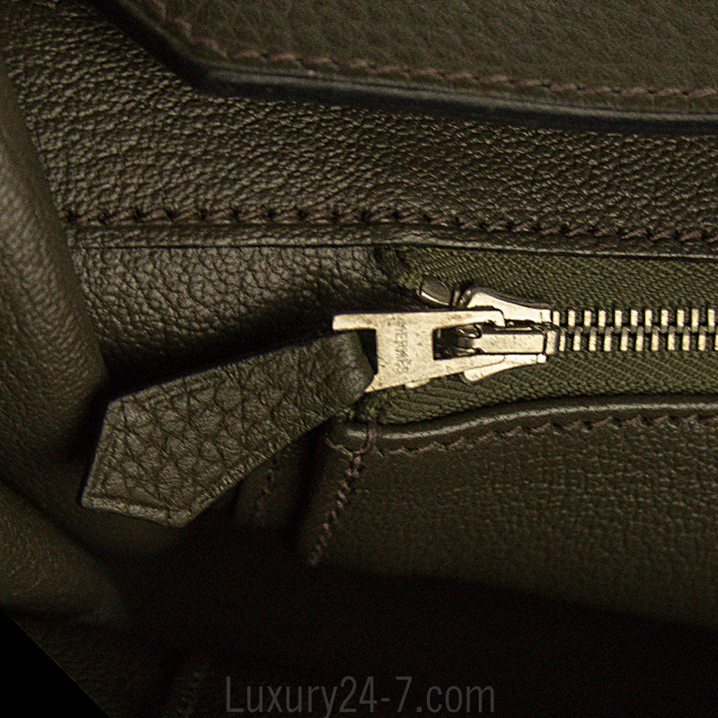 Hermes 35cm Birkin Vert Olive Clemence Handbag