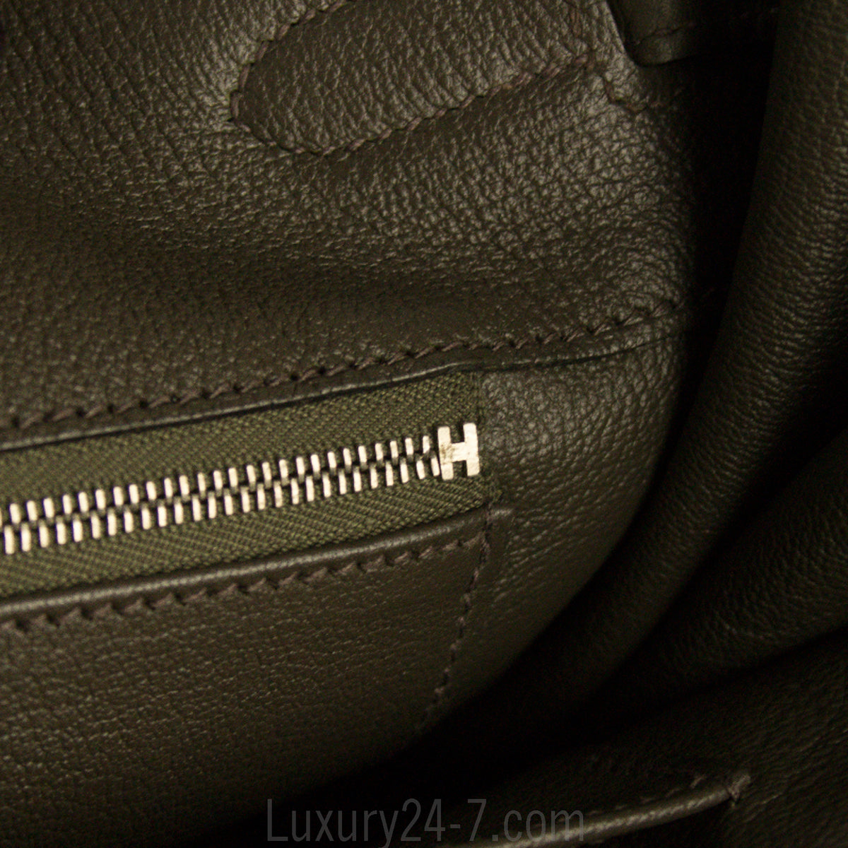 Hermes 35cm Birkin Vert Olive Clemence Handbag