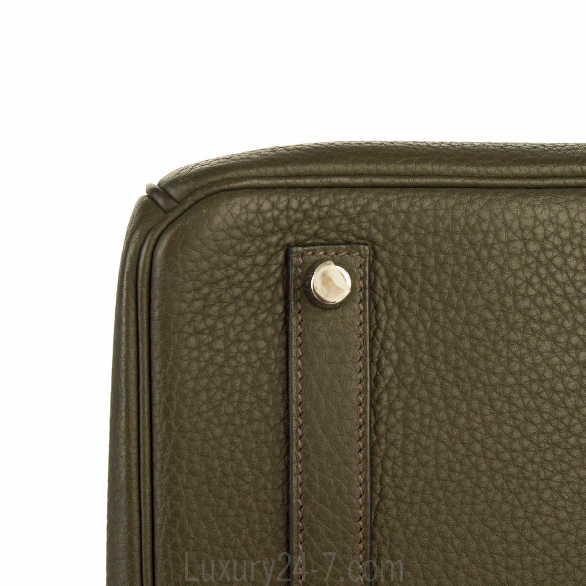 Hermes 35cm Birkin Vert Olive Clemence Handbag