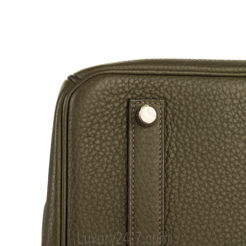Hermes 35cm Birkin Vert Olive Clemence Handbag