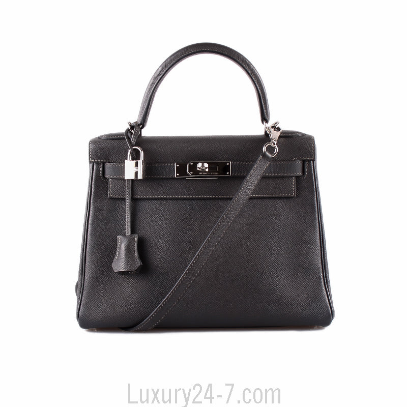 Hermes Graphite Epsom Kelly Sellier 28cm Handbag