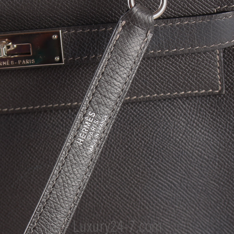 Hermes Graphite Epsom Kelly Sellier 28cm Handbag