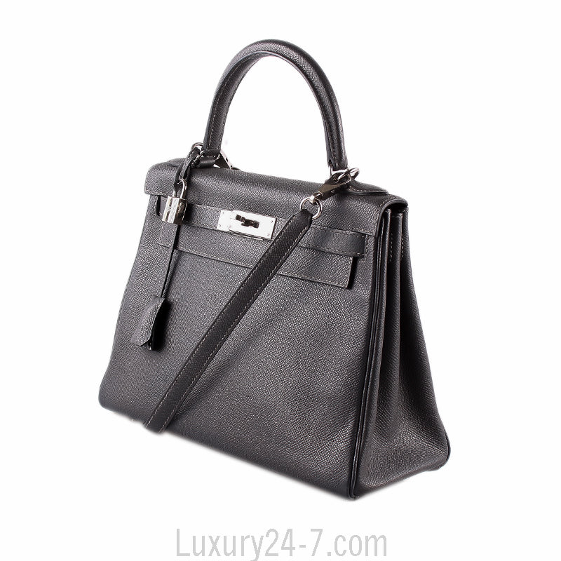 Hermes Graphite Epsom Kelly Sellier 28cm Handbag