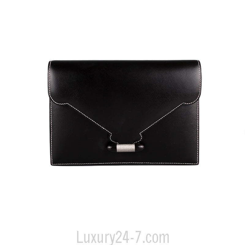 Hermes Black Leather Navette Clutch