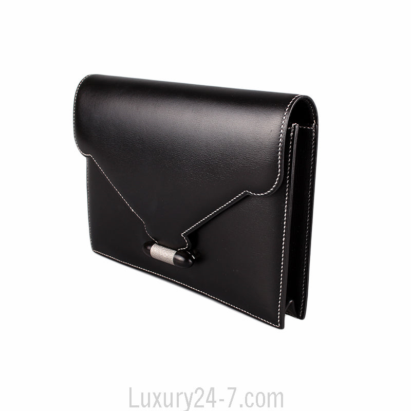 Hermes Black Leather Navette Clutch