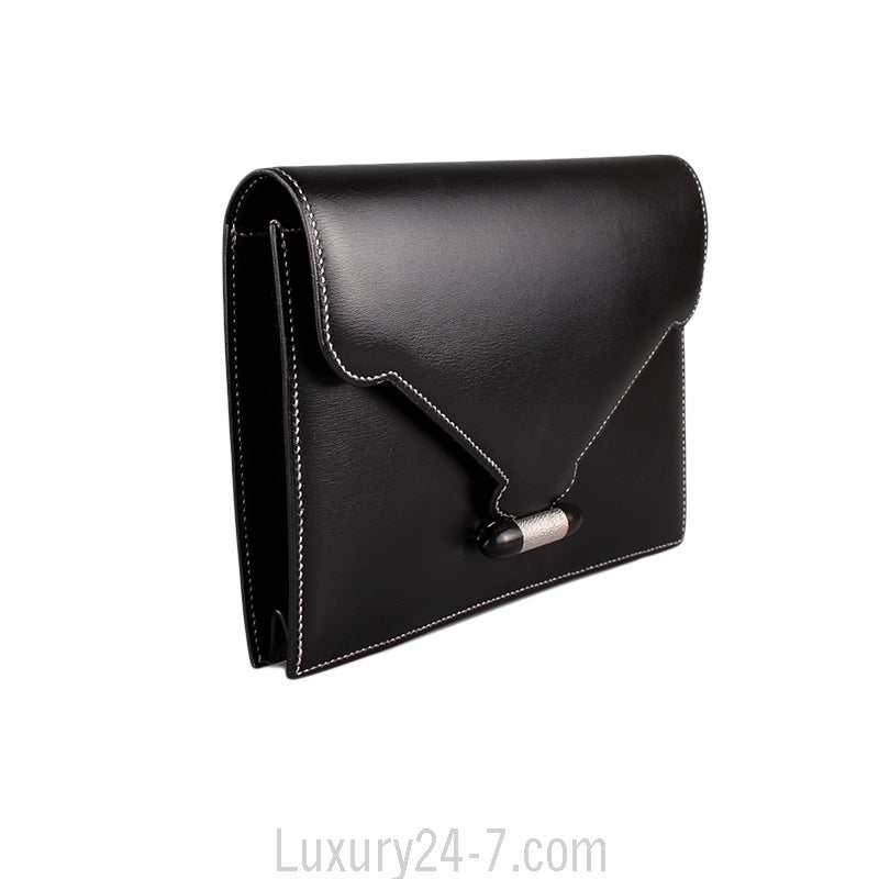 Hermes Black Leather Navette Clutch