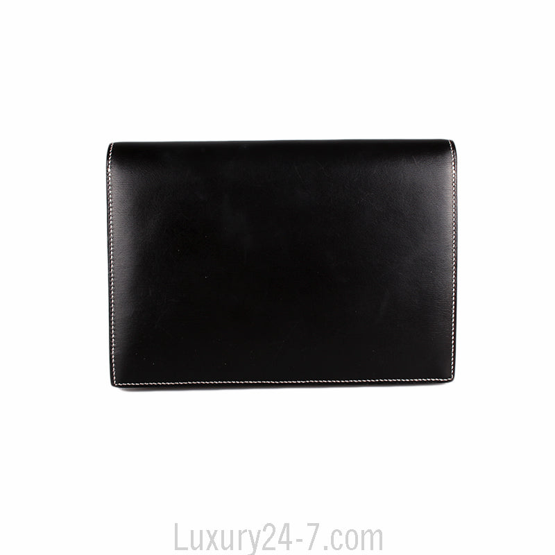 Hermes Black Leather Navette Clutch